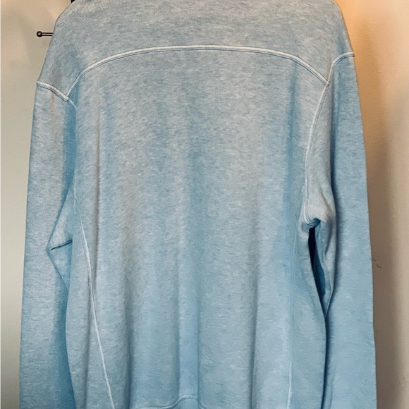 Tommy Bahama Men's Light Blue Mid Zip Knit Sweater - Picture 3 of 7